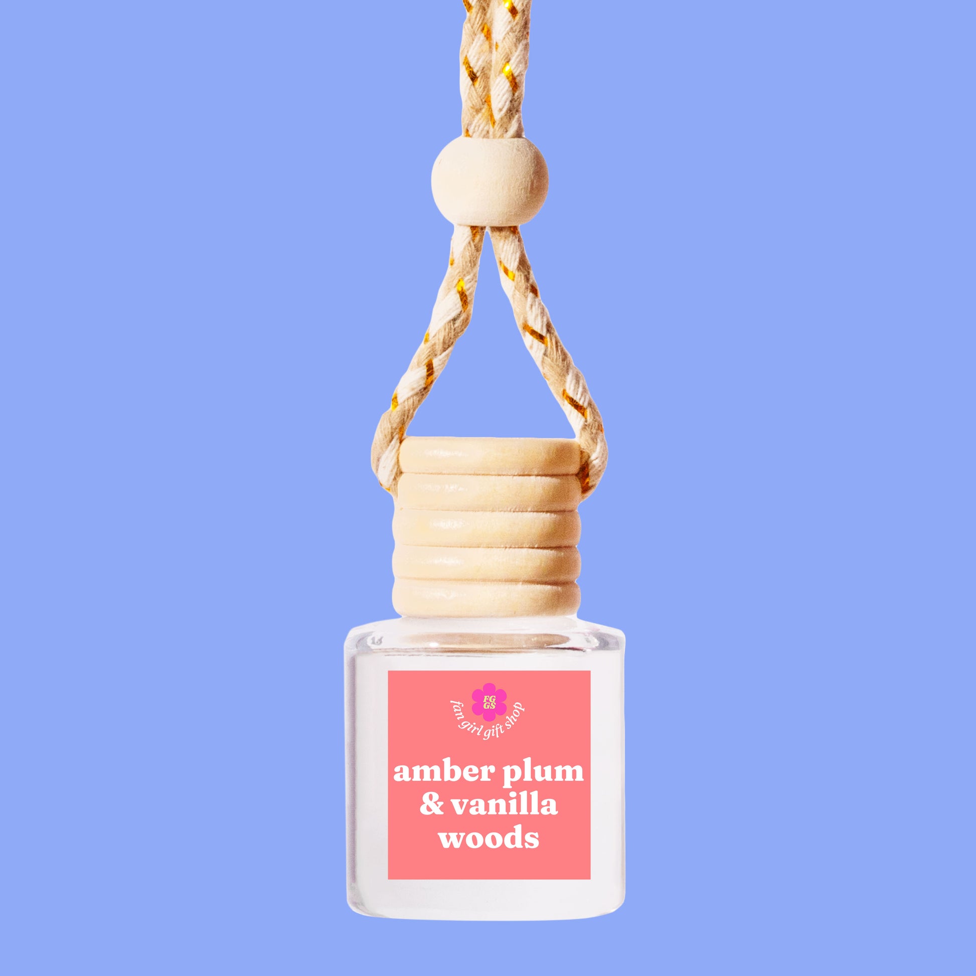 Amber plum vanilla woods hanging car freshener wholesale for boutiques
