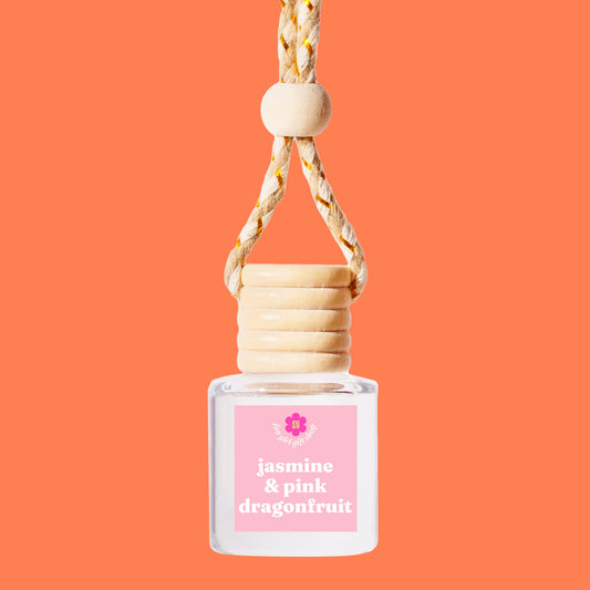 jasmine pink dragonfruit hanging car freshener wholesale vendor for boutique and gift shop