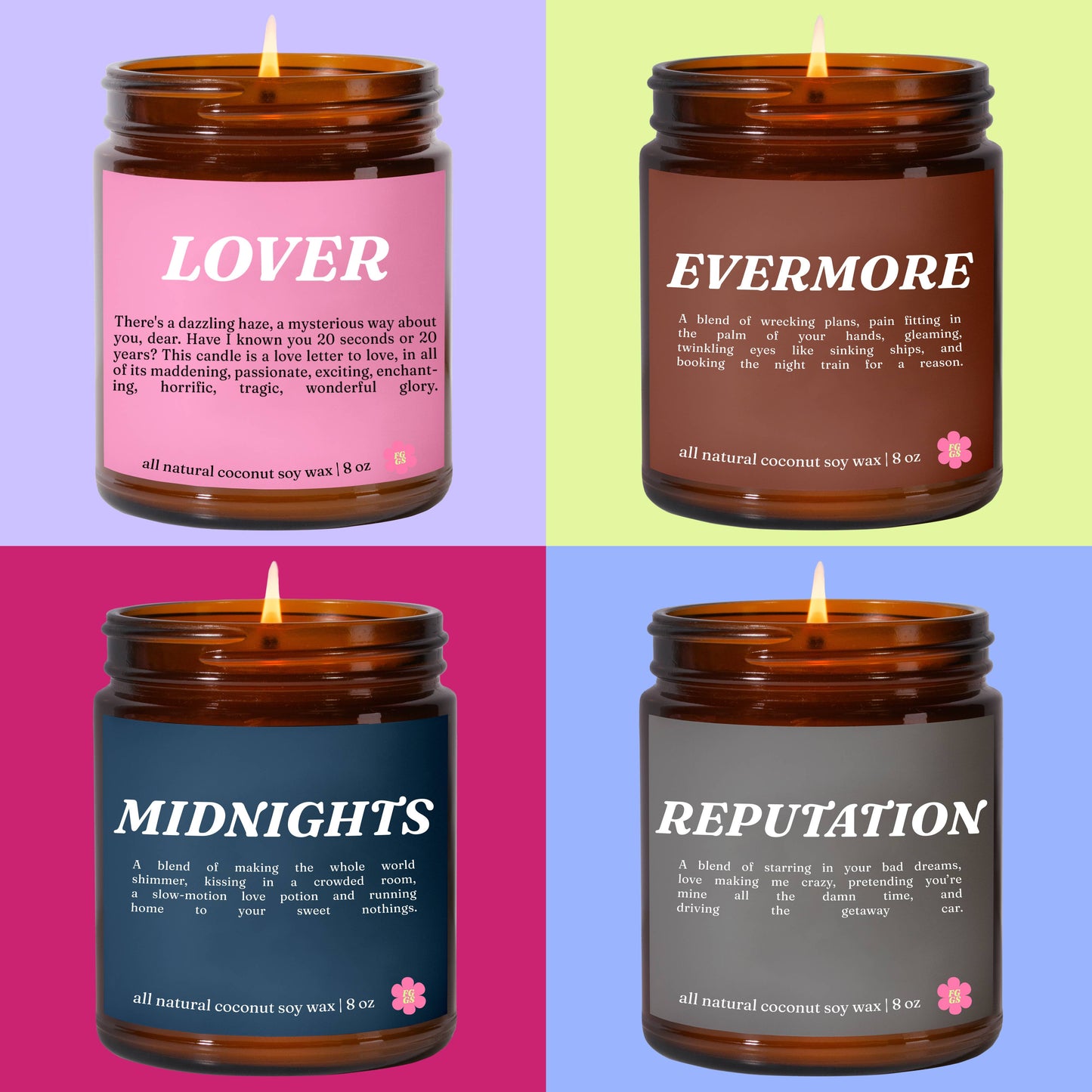 Taylor Swift Candles | Amber Jar Candles | Pop Culture Gifts ~ CHOOSE YOUR 4 PACK